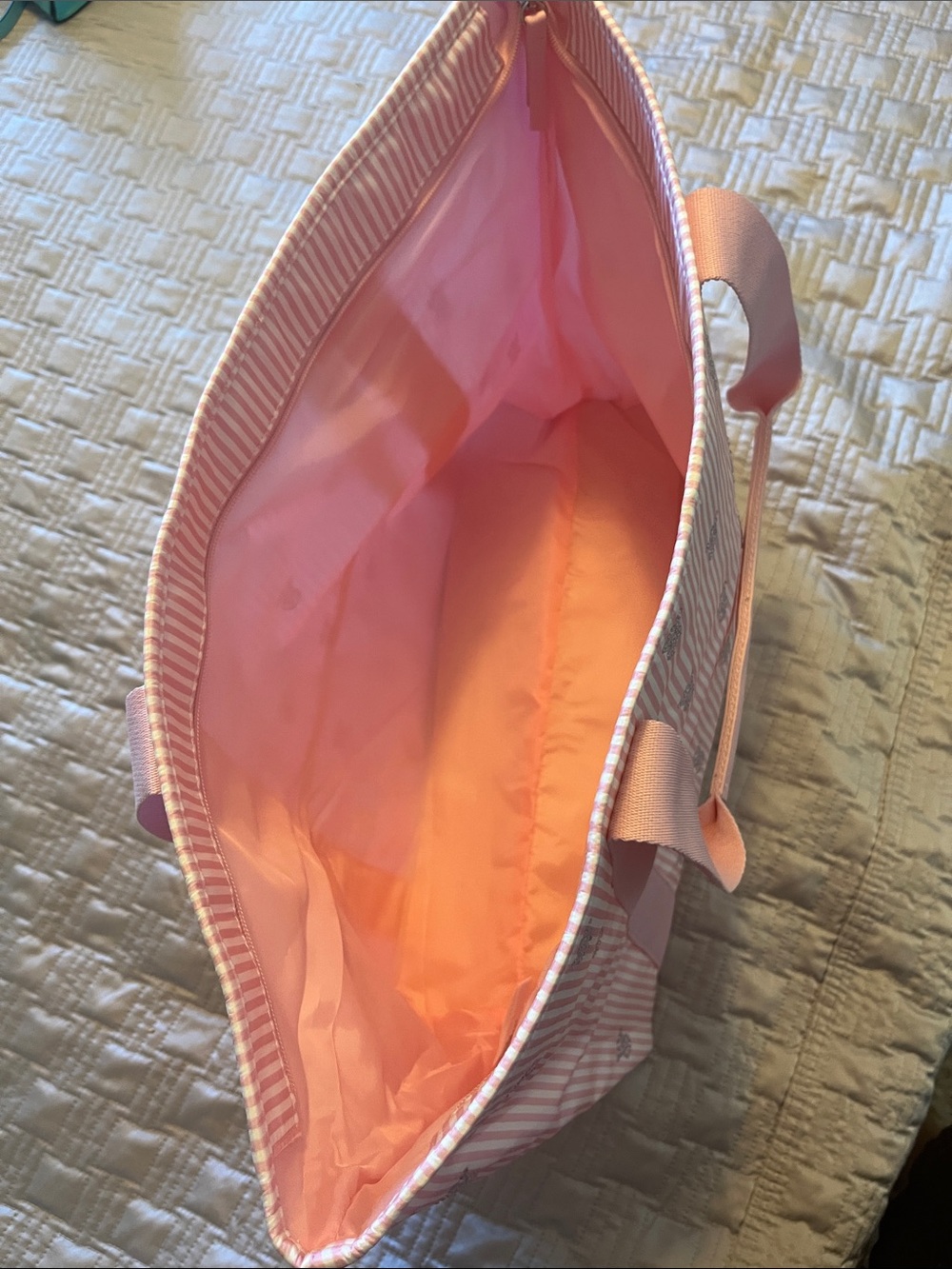 Victoria's Secret Pink Striped Tote with Rhinestone VS Accents - Picture 5 of 11